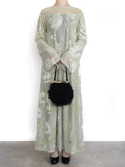Ameri VINTAGE（アメリ ヴィンテージ）SHEER JACQUARD A LINE DRESS（ピスタチオ/S）