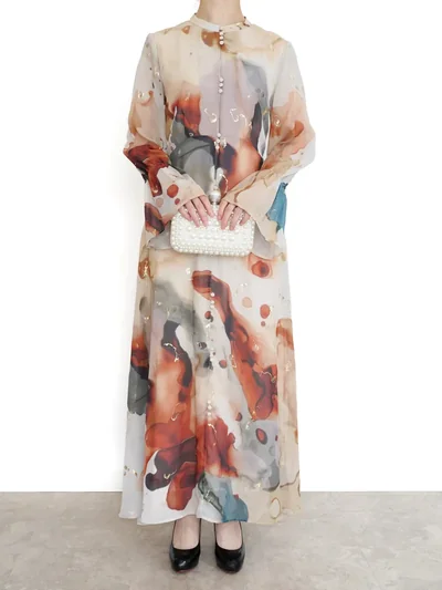 Ameri VINTAGE（アメリ ヴィンテージ）UNDRESSED AMELIA INK ART DRESS（ベージュ/M）